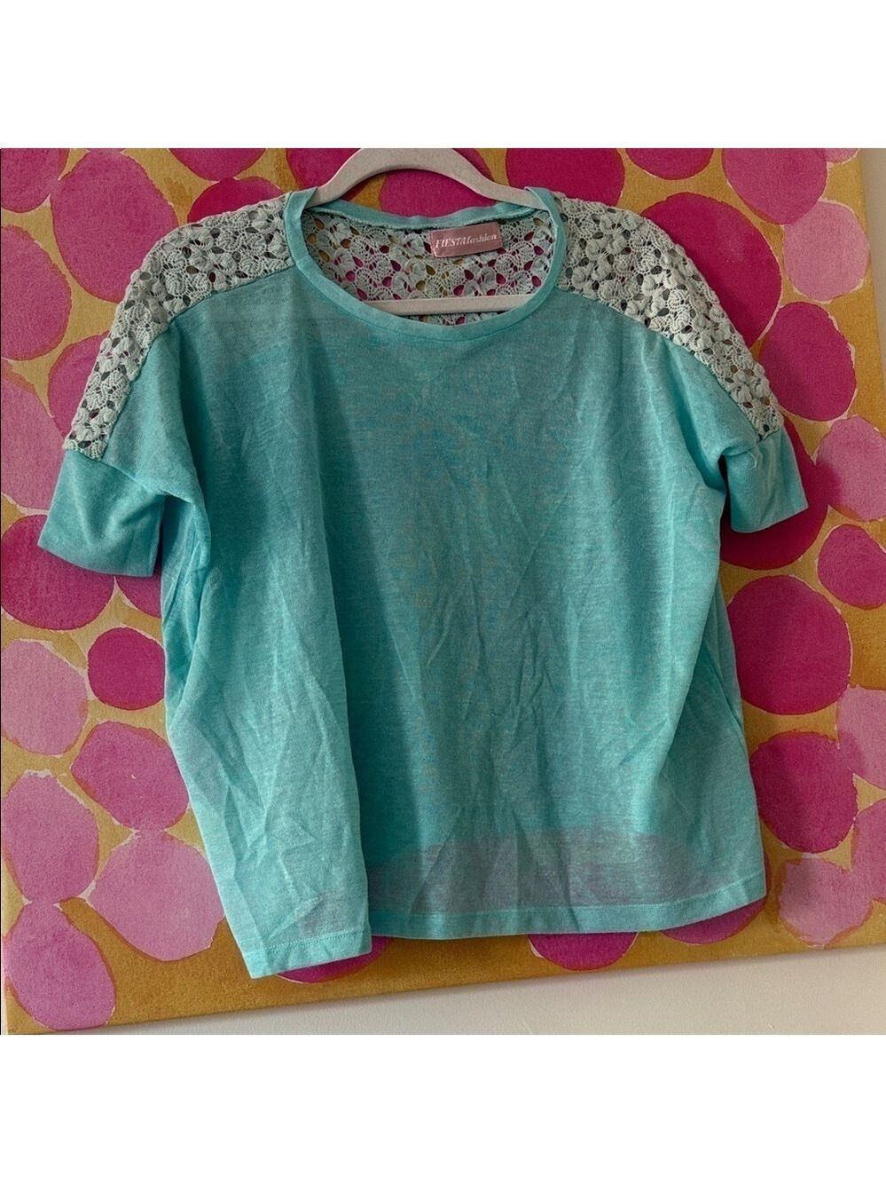 Fiesta Teal Top with Lace Accents